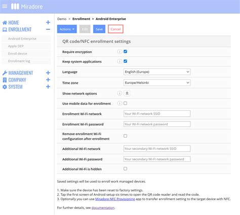 Enroll an Android device in fully managed device mode using a .